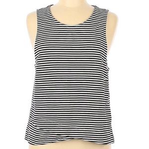 BANANA REPUBLIC NWOT Sleeveless Zipper Tunic Blouse Striped Crew Neck size S